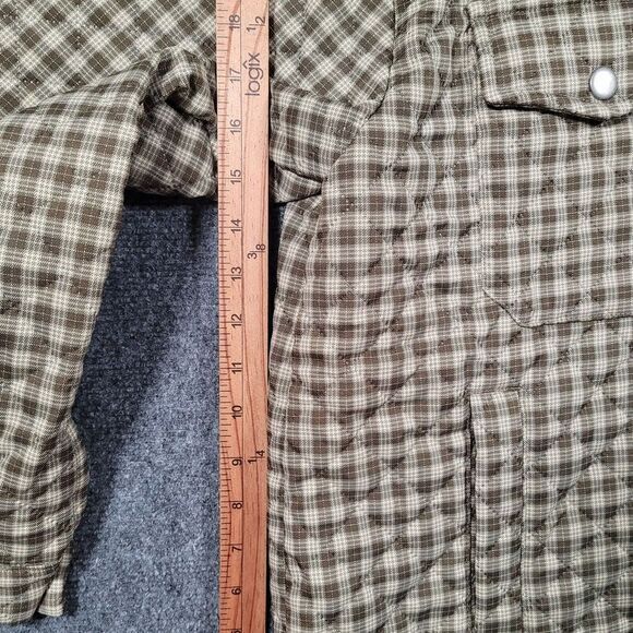 Miss Me Quilted Jacket Womens M Brown Check Snap Button Flap‎ Pockets Grunge - Picture 10 of 10